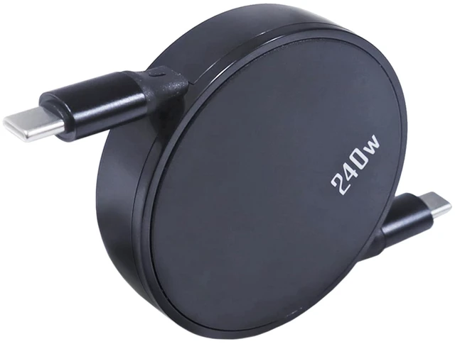 Alt view image 2 of 5 - BoxWave Cable Compatible with Xebec Tri-Screen - PD miniSync (240W), Retractable PD 240W Portable USB Type-C Cable - Jet Black