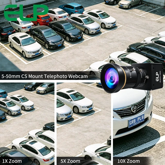 Alt view image 4 of 5 - ELP High Speed Global Shutter USB3.0 Zoom Camera, 720P/200fps, 1200P/120fps, 5-50mm 10X Zoom Webcam, USB3.0/2.0 Manual Focus Lightburn Cameras for Windows, Linux, Mac, Pi