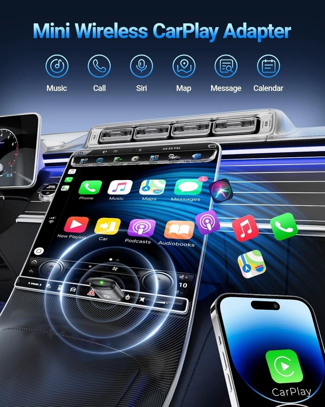 Alt view image 2 of 5 - vnilrgle Wireless CarPlay Adapter for Apple iPhone Mini Design(Dark Gray)