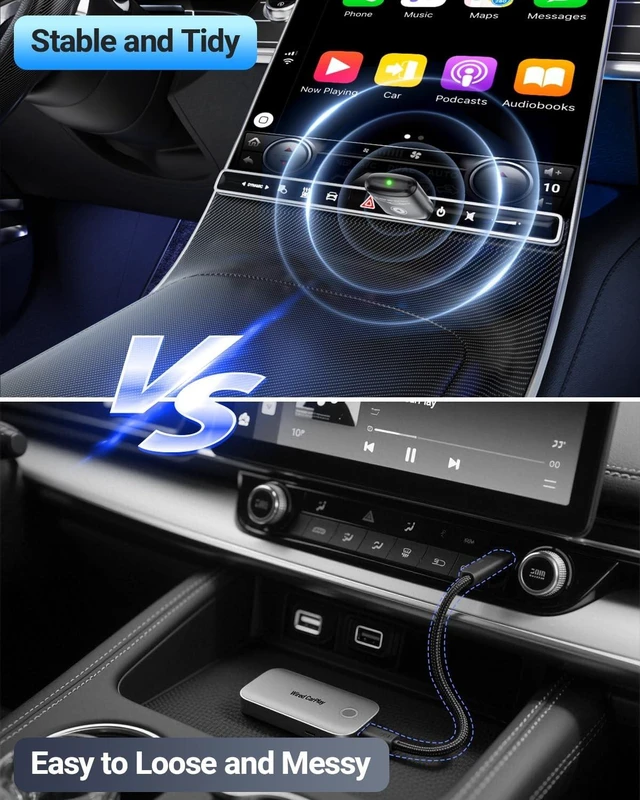 Alt view image 5 of 5 - vnilrgle Wireless CarPlay Adapter for Apple iPhone Mini Design(Dark Gray)