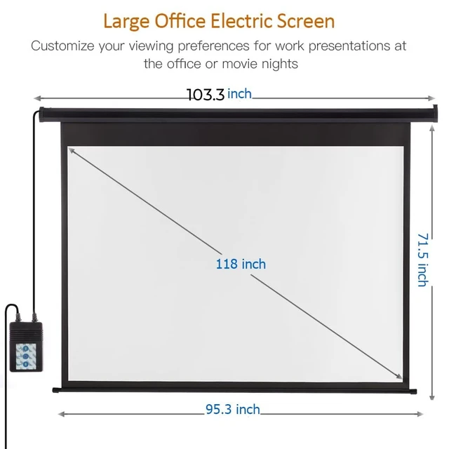 Alt view image 2 of 5 - Auto Motorized Projector Screen with Remote Control, 120 inch, 4:3 Ratio