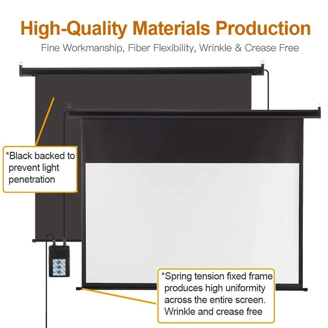 Alt view image 5 of 5 - Auto Motorized Projector Screen with Remote Control, 120 inch, 4:3 Ratio