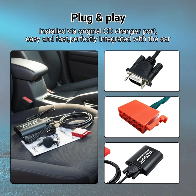 Alt view image 4 of 5 - MB Car Bluetoot-h Adapter, Digital Car Stereo Aux Interface with Charging 3.5mm Music Input Port for All Model 1994-1998, B C CL CLS E S SL SLK SLS Class W203 W209 W202(BTA-MB)
