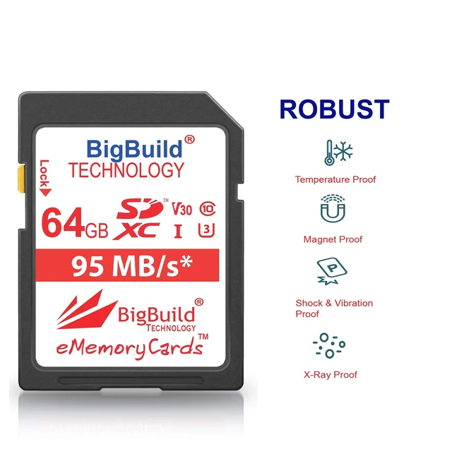 Alt view image 4 of 5 - BigBuild Technology 64GB U3 95MB/s Memory Card for Canon PowerShot G1 X Mark III, G5 X, G7 X Mark II, G9 X, G9 X Mark II Camera