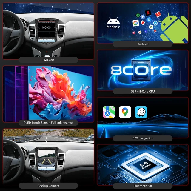 Alt view image 5 of 5 - QLED Radio for Chevy Chevrolet Cruze 2009-2015 and 2016 Limited Upgrade, Carbon Fiber Style,Touch Screen Stereo Replacement,Wireless carplay Android auto,4G LTE Network,Free Camera