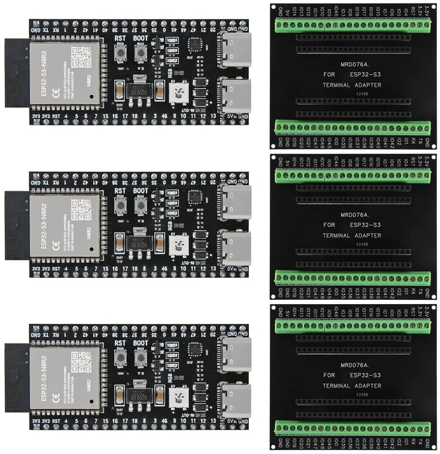 Main image of 3 Set ESP32-S3 N8R2 Kit with 8MB Flash 2MB PSRAM ESP32 S3 Expansion Boards Terminals Compatible with Arduino IDE MicroPython