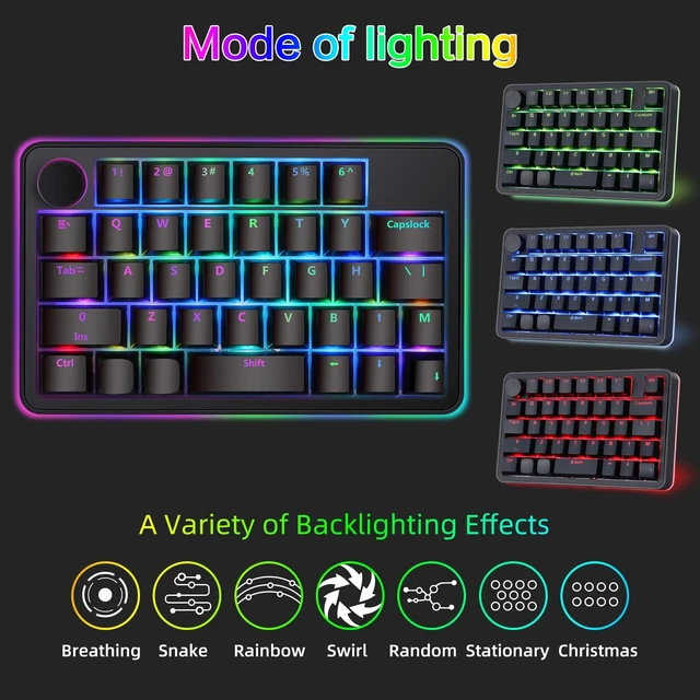 Alt view image 5 of 5 - Koolertron One-Handed Mechanical Keyboard, 39 Macro Keys, RGB Backlit