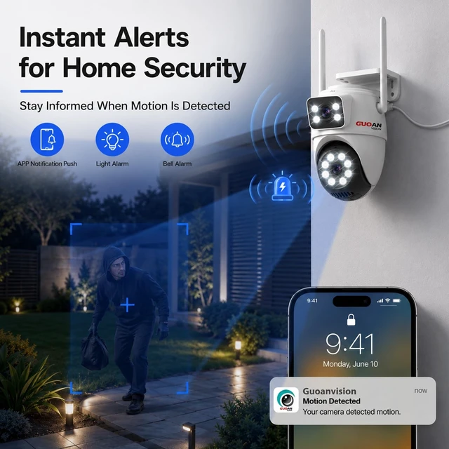 Alt view image 4 of 5 - Dual Lens Security Camera Outdoor, 6MP 5GHz WiFi Cameras for Home Security