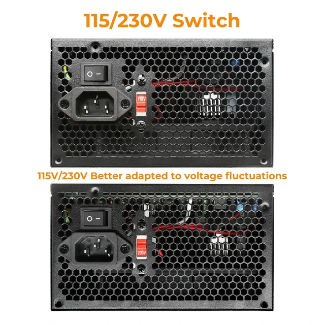 Alt view image 5 of 5 - 800W Power Supply 80 Plus Gold PSU ATX Non Modular with 115/230V Switch