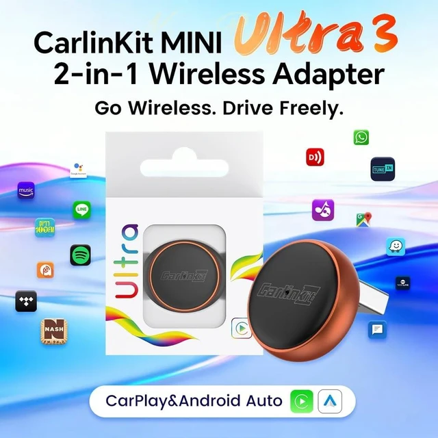 Alt view image 2 of 5 - Carlinkit Mini Ultra 3 Wireless CarPlay & Android Auto Adapter, Plug & Play