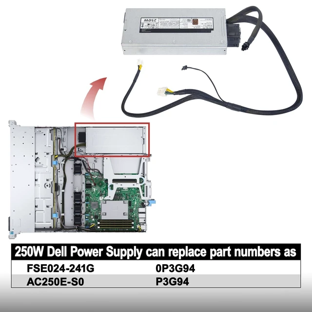 Alt view image 3 of 5 - LXun Upgraded AC250E-S0 P3G94 250W Power Supply FSE024-241G Compatible with Dell PowerEdge R240 Power Supply Connector8pin X2 + 4 pin + 2 pin