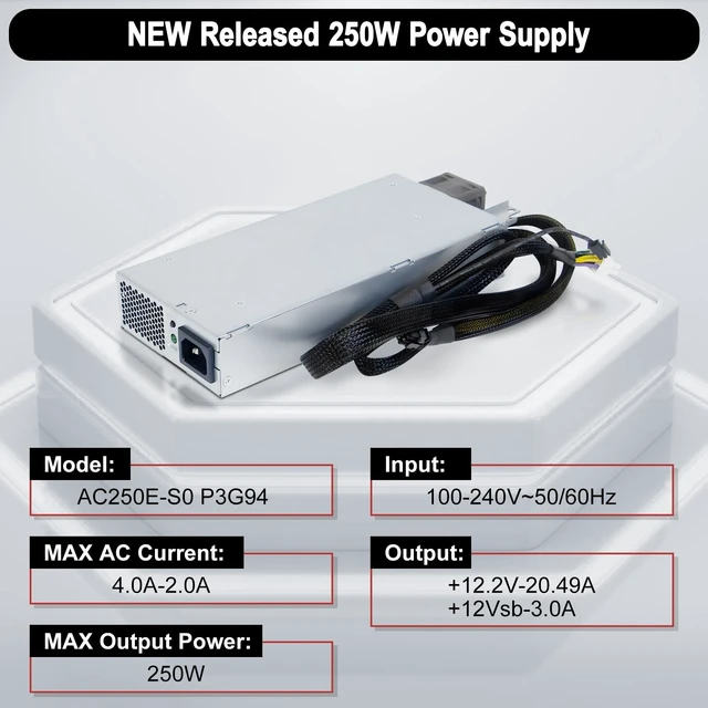 Alt view image 5 of 5 - LXun Upgraded AC250E-S0 P3G94 250W Power Supply FSE024-241G Compatible with Dell PowerEdge R240 Power Supply Connector8pin X2 + 4 pin + 2 pin