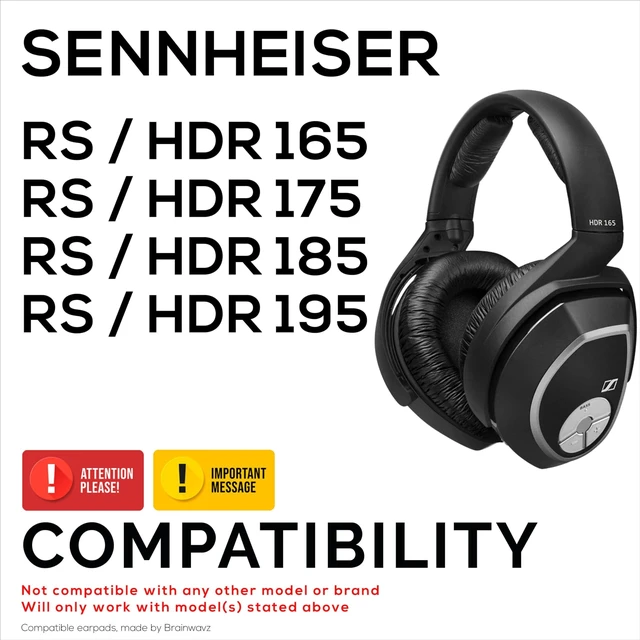Alt view image 2 of 5 - Replacement Sheepskin Earpads for SENNHEISER RS165, RS175, RS185 & RS195 Headphones, Soft Real Leather & Memory Foam Ear Pad, HDR165, HDR175, HDR185, HDR195, by Brainwavz