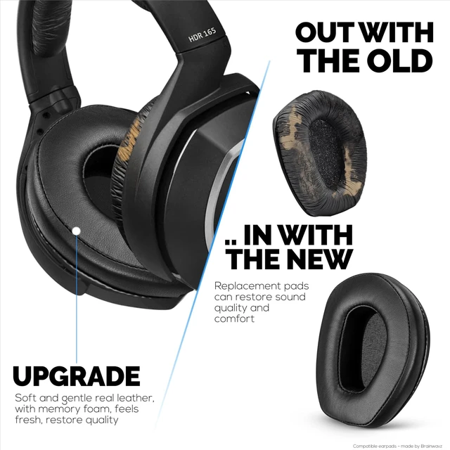 Alt view image 5 of 5 - Replacement Sheepskin Earpads for SENNHEISER RS165, RS175, RS185 & RS195 Headphones, Soft Real Leather & Memory Foam Ear Pad, HDR165, HDR175, HDR185, HDR195, by Brainwavz