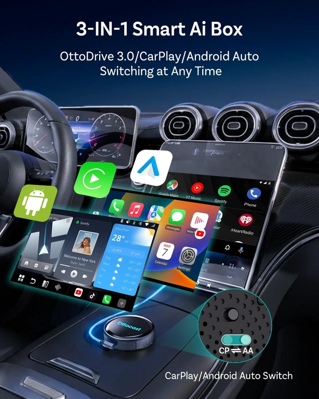 Alt view image 5 of 5 - OTTOCAST P3 Pro Android 13 AI Box for CarPlay Android Auto Wireless