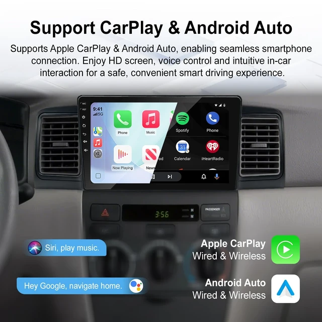 Alt view image 2 of 5 - Car Radio for Toyota Corolla 2004-2008 with Wireless Carplay Android Auto