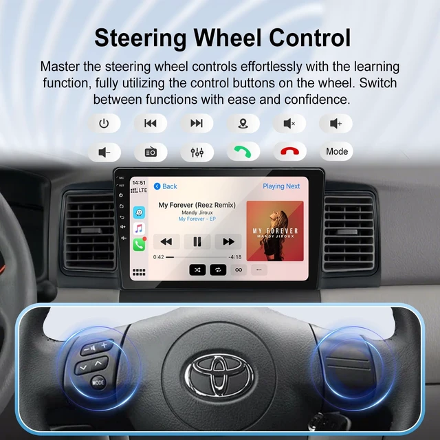 Alt view image 4 of 5 - Car Radio for Toyota Corolla 2004-2008 with Wireless Carplay Android Auto