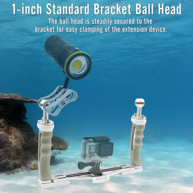 Alt view image 5 of 5 - NS10 Underwater Camera Tray extendable Handle Grips Bracket for gopro,pt059,rx100 uw Camera housing Universal Soft Handle with Aluminum and Rubber Material (White)