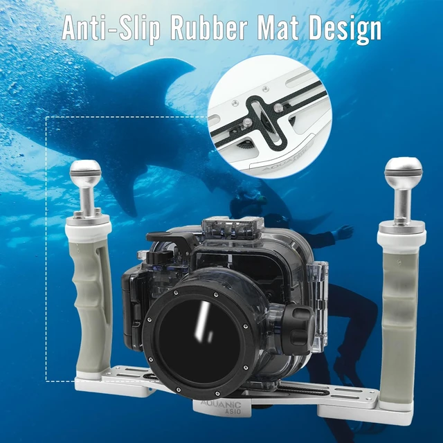 Alt view image 4 of 5 - NS10 Underwater Camera Tray extendable Handle Grips Bracket for gopro,pt059,rx100 uw Camera housing Universal Soft Handle with Aluminum and Rubber Material (White)