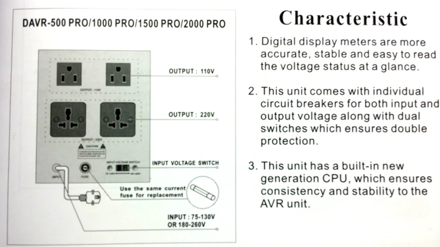 Alt view image 3 of 4 - Norstar DAVR-1500 1500 Watt 110/120 to 220/240 or 220/240 to 110/120 Step UP and Down Voltage transformer and Automatic Voltage Regulator Stabilizer