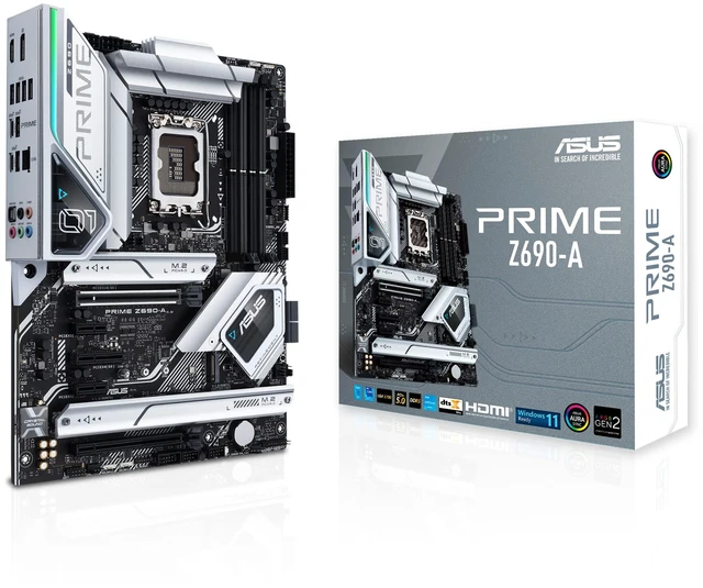 Main image of ASUS Prime Z690-A LGA 1700(Intel 12th) ATX Motherboard (16+1 DrMOS,PCIe 5.0,DDR5,4X M.2, Intel 2.5 Gb LAN,USB 3.2 Gen 2 Front Panel Type-C,Thunderbolt 4,Aura Sync RGB Lighting)
