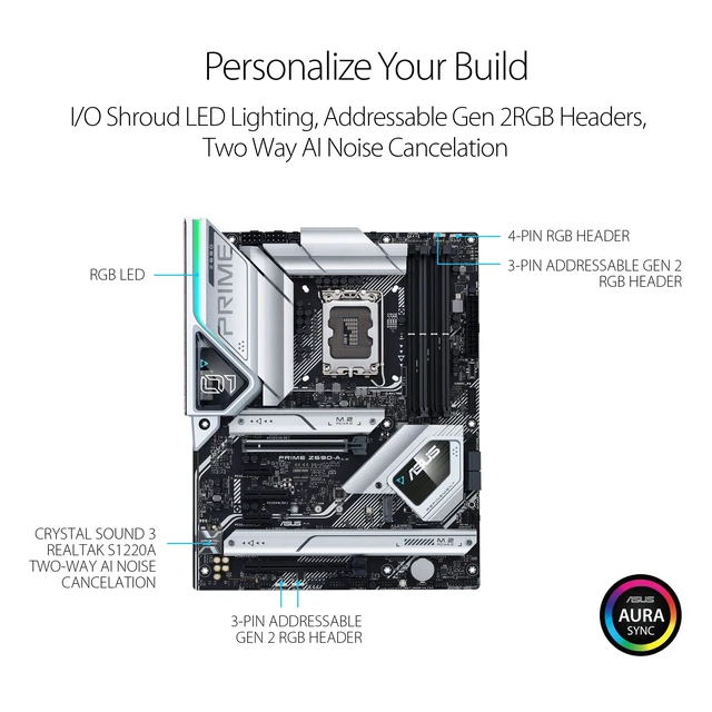 Alt view image 3 of 5 - ASUS Prime Z690-A LGA 1700(Intel 12th) ATX Motherboard (16+1 DrMOS,PCIe 5.0,DDR5,4X M.2, Intel 2.5 Gb LAN,USB 3.2 Gen 2 Front Panel Type-C,Thunderbolt 4,Aura Sync RGB Lighting)