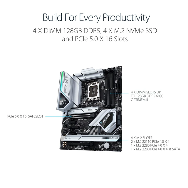 Alt view image 5 of 5 - ASUS Prime Z690-A LGA 1700(Intel 12th) ATX Motherboard (16+1 DrMOS,PCIe 5.0,DDR5,4X M.2, Intel 2.5 Gb LAN,USB 3.2 Gen 2 Front Panel Type-C,Thunderbolt 4,Aura Sync RGB Lighting)