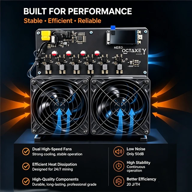 Alt view image 2 of 5 - NerdOCTAXE Rev3.1 12TH/s Bitcoin Miner, SHA-256 ASIC Solo Miner System, Quiet Fan Compact Desktop BTC Mining Machine No RGB