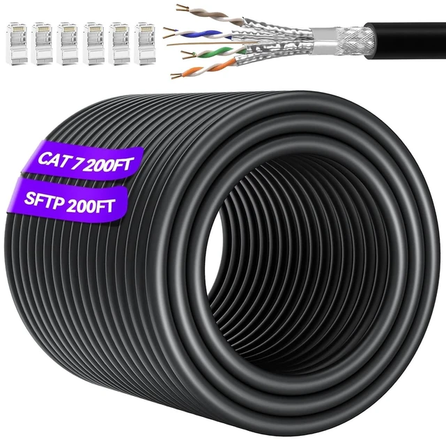 Main image of Soibke Cat 7 Ethernet Cable 200ft Outdoor (10 RJ45), High Speed 10Gbps