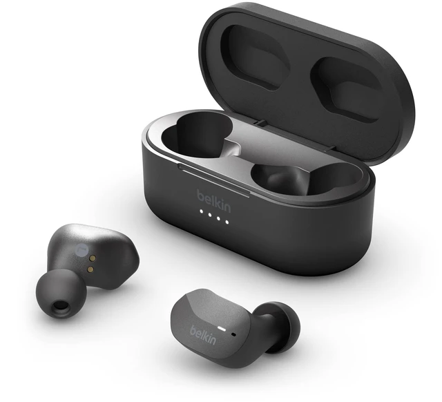 Main image of Belkin SoundForm True Wireless Earbuds, Bluetooth Headphones with Microphone, Touch Controls, IPX5 Sweat & Splash Resistant for iPhone 14, Pro, Max, Mini & Galaxy S23 with Charging Case - Black