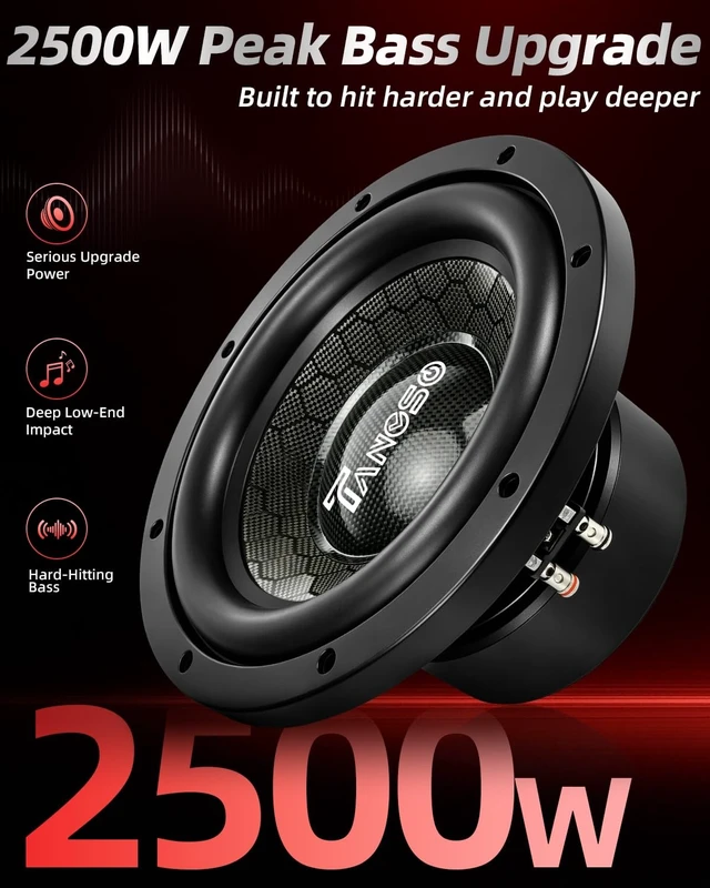 Alt view image 2 of 5 - TANVSO CarbonForce 10 Inch Subwoofer, 2500W Peak 4 Ohm Car Subwoofer