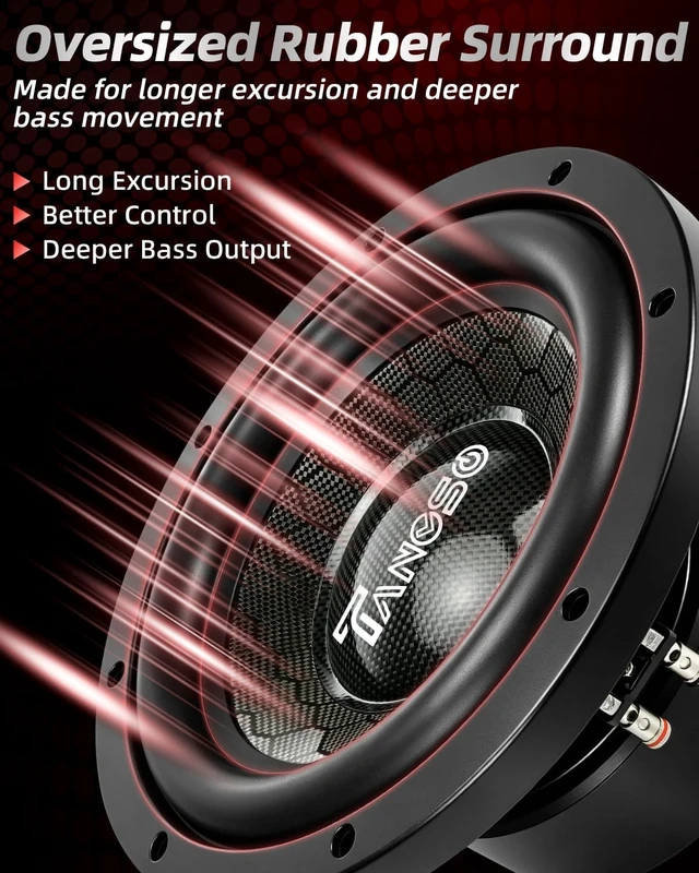 Alt view image 5 of 5 - TANVSO CarbonForce 10 Inch Subwoofer, 2500W Peak 4 Ohm Car Subwoofer