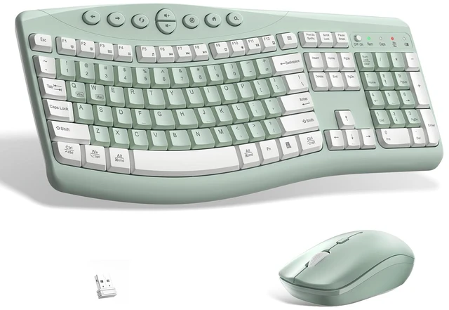 Main image of Wireless Keyboard and Mouse Combo Silent Ergonomic Curved Design for Office