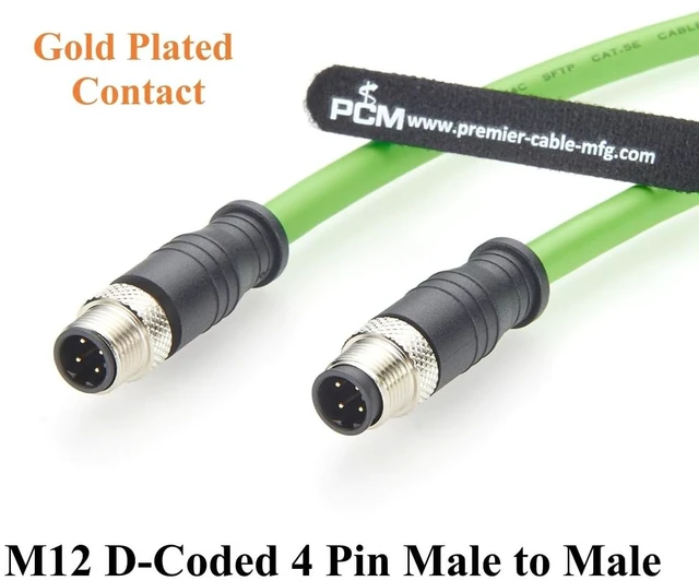 Alt view image 2 of 5 - PROFINET M12 D-Coded 4 Pin Male to Male Industrial Ethernet Cable CAT5e Shielded IP67 High Flex Drag Chain Cable for EtherCAT, PLC, Robot, Industrial Switch, Machine Vision, I/O Modules (5M/16.4FT)