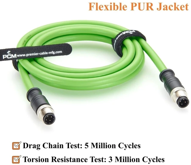 Alt view image 4 of 5 - PROFINET M12 D-Coded 4 Pin Male to Male Industrial Ethernet Cable CAT5e Shielded IP67 High Flex Drag Chain Cable for EtherCAT, PLC, Robot, Industrial Switch, Machine Vision, I/O Modules (5M/16.4FT)