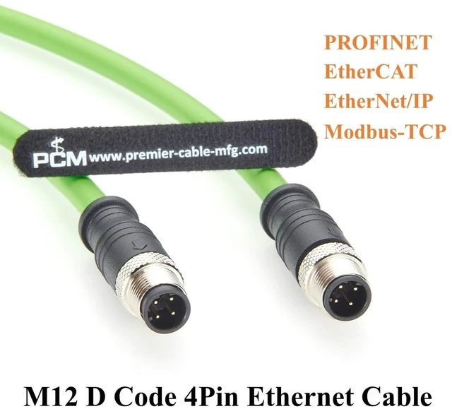 Alt view image 5 of 5 - PROFINET M12 D-Coded 4 Pin Male to Male Industrial Ethernet Cable CAT5e Shielded IP67 High Flex Drag Chain Cable for EtherCAT, PLC, Robot, Industrial Switch, Machine Vision, I/O Modules (5M/16.4FT)