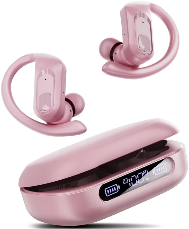 Main image of occiam Active Noise Cancelling Wireless Earbuds Bluetooth Headphones Ear Buds 96Hrs Playback Clear Call Waterproof Earphones with Ear Hook Microphones for Sport Running Pink