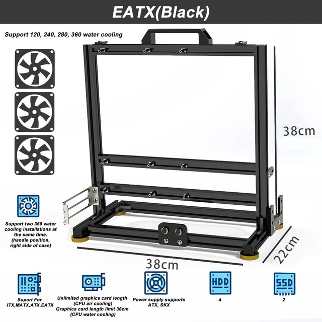 Alt view image 2 of 5 - Aluminum Alloy Open Case Gaming Computer Chassis Desktop Bracket Water Cooling Box Eatx Personality Creativity