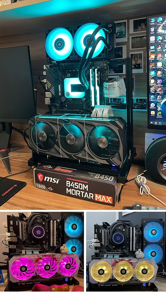 Alt view image 5 of 5 - Aluminum Alloy Open Case Gaming Computer Chassis Desktop Bracket Water Cooling Box Eatx Personality Creativity