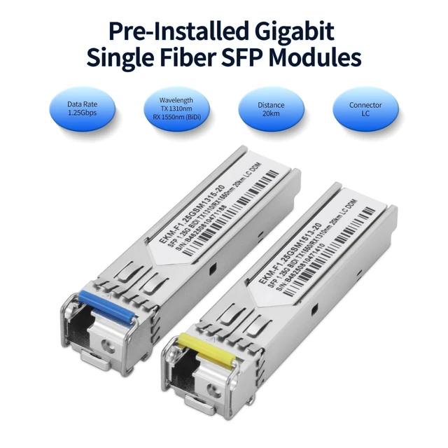 Alt view image 3 of 5 - ENIANHUA A Pair of 1.25G BiDi Fiber Ethernet Media Converter, PoE Powered