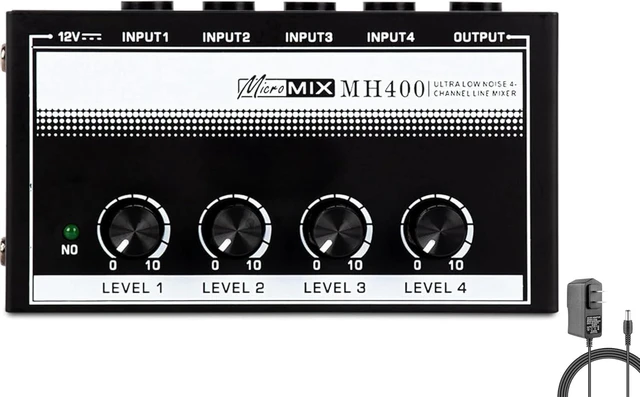 Main image of HSCLPM Headphone Amplifier, HA400 4-Channel Metal Stereo Audio Amplifier, Mini Earphone Splitter W/DC 12V Power Adapter, for Sound Mixer PC Guitar Studio Stage (White)
