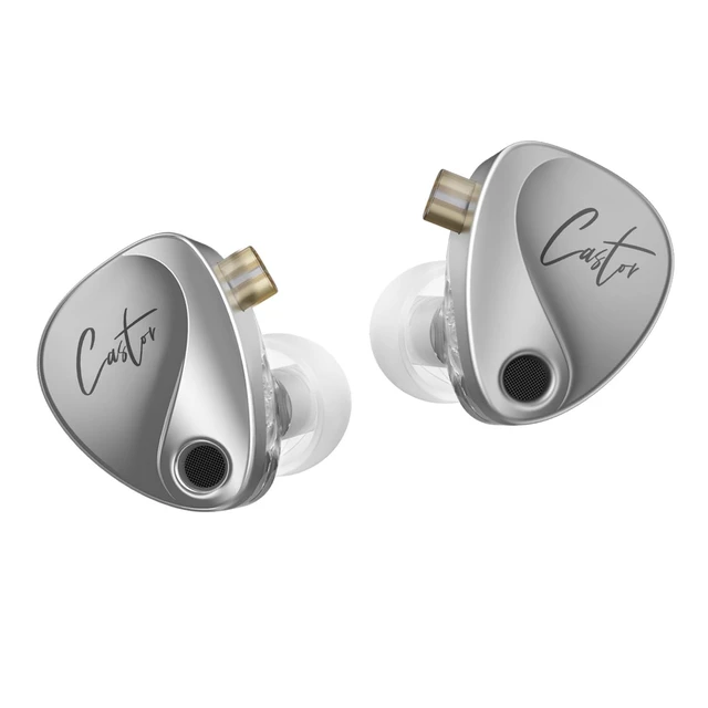 Alt view image 3 of 5 - QZXYHYN KZ Castor in Ear Monitor Headphones,3.5MM Plug Detachable Cable Wired Earbuds,Adjustable Dual Dynamic Ear Monitor (Silver, with mic)