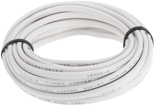 Main image of HEROFFIX 1 Pcs Ground Wire Fully Insulated& Soft Touch Jacket Power Wire 16AWG 30ft White OFC