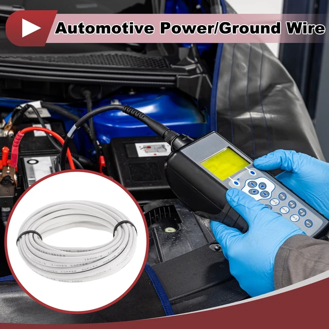Alt view image 2 of 5 - HEROFFIX 1 Pcs Ground Wire Fully Insulated& Soft Touch Jacket Power Wire 16AWG 30ft White OFC