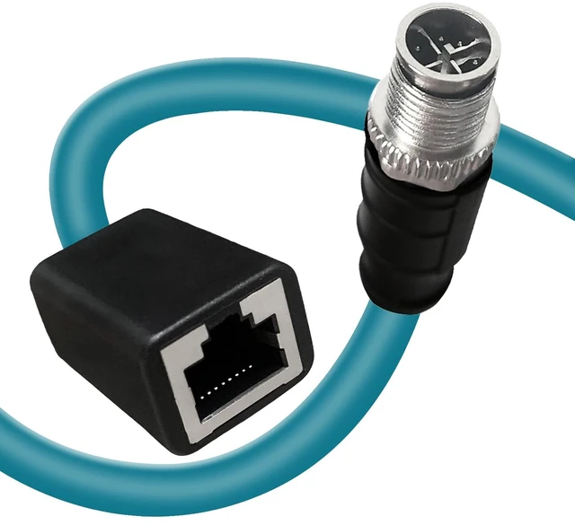 Main image of GEOAOBLE 6.6FT M12 8 Pin X Code Male to RJ45 Female Industrial Ethernet Cable High Flexible Shielded CAT6A Ethernet Cable for Industrial Camera 2M