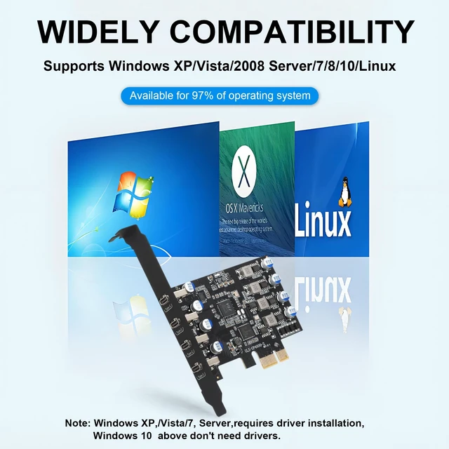 Alt view image 5 of 5 - PCIe USB 3.0 Card 4 Port, 5Gbps USB C PCI Express Expansion Card with Renesas UPD720201 Chip, Add 4 x USB Type-C Ports to Desktop PC - No External Power Required, for Windows/Linux