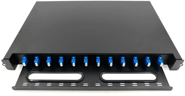 Alt view image 3 of 5 - Duogalia LC-SM 12 Duplex 24 Port Rack Mount Enclosure Box with Splice Trays (Drawer Type Design, Includes 1.2 Meter Pigtail and 12pcs Coupler) Fits for 19" Racks Cabinet