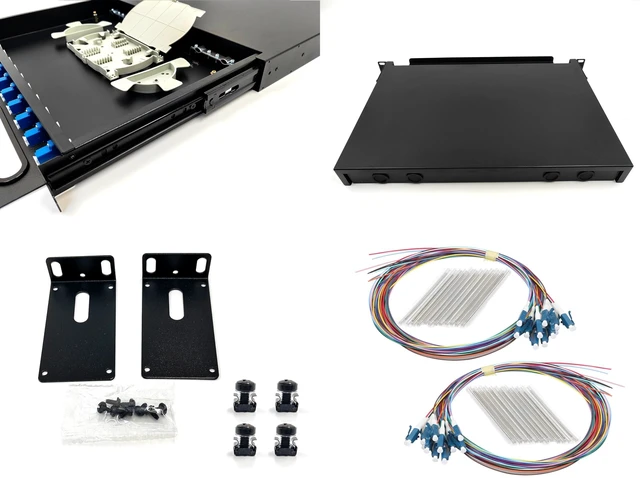 Alt view image 5 of 5 - Duogalia LC-SM 12 Duplex 24 Port Rack Mount Enclosure Box with Splice Trays (Drawer Type Design, Includes 1.2 Meter Pigtail and 12pcs Coupler) Fits for 19" Racks Cabinet