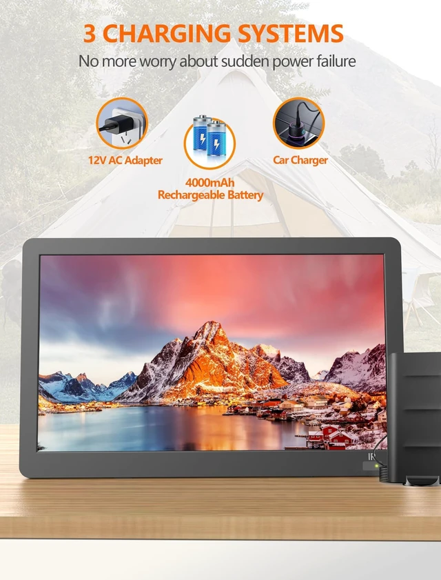 Alt view image 4 of 5 - NORTHING 14.2" Portable TV with Antenna,1080P Rechargeable TV