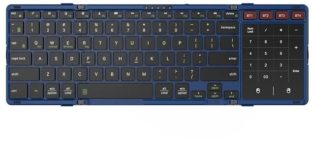 Main image of JOMAA Foldable Bluetooth Keyboard, 4-Channel Wireless, Multi-Device Rechargeable with Touchpad and Numeric pad Travel Portable Keyboard for Laptop, Tablet Phone, Windows, Mac, Android, iOS